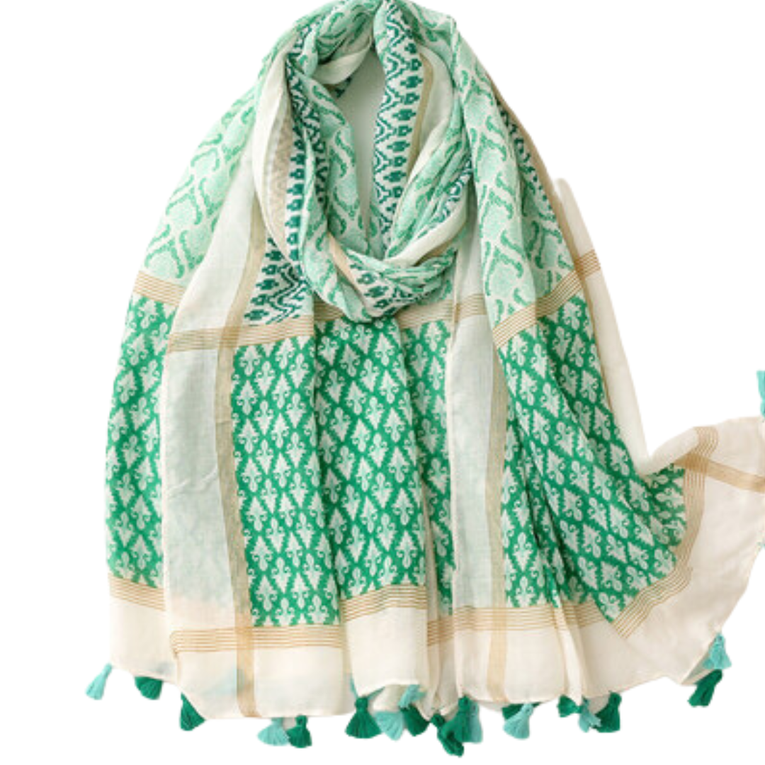 Green Tassle Scarf