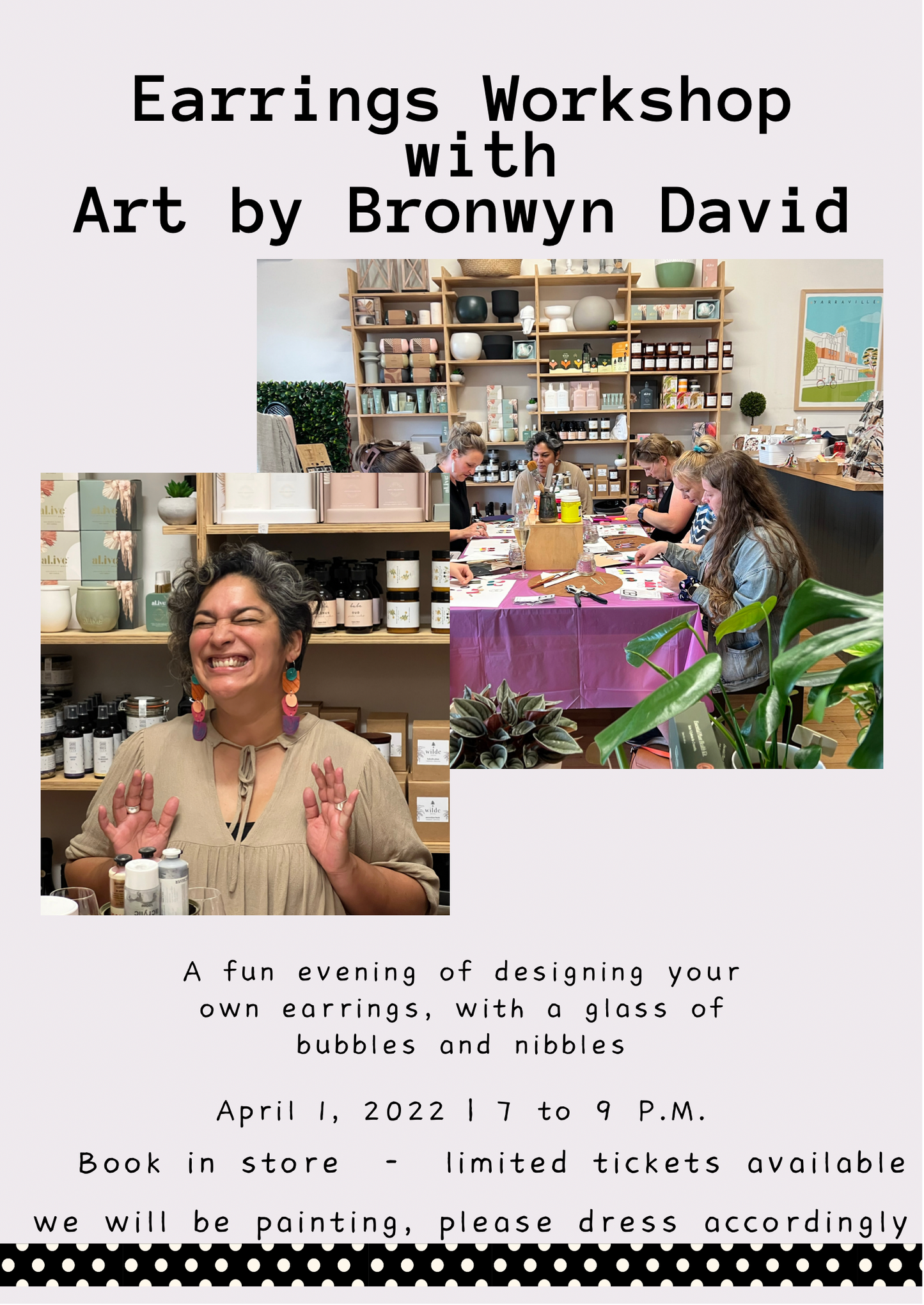 Earrings Workshop 1st April 7pm - 9pm