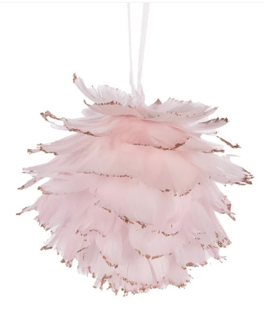 Pink Feather Christmas Bauble