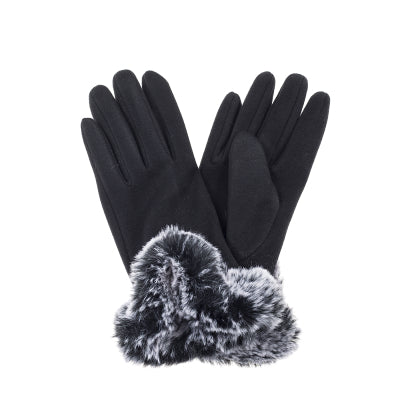 Black Gloves with fur trim