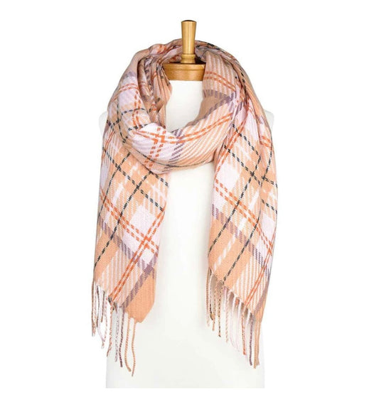 Pink Plaid Check Scarf