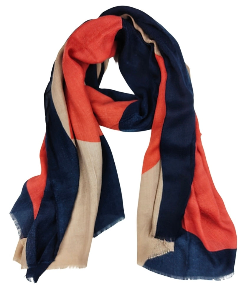 Navy & Coral Scarf